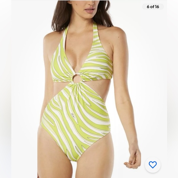 MICHAEL Michael Kors Other - Michael Kors Women's Printed O-Ring One Piece Swimsuit - Cutout Lime Zebra SZ 6